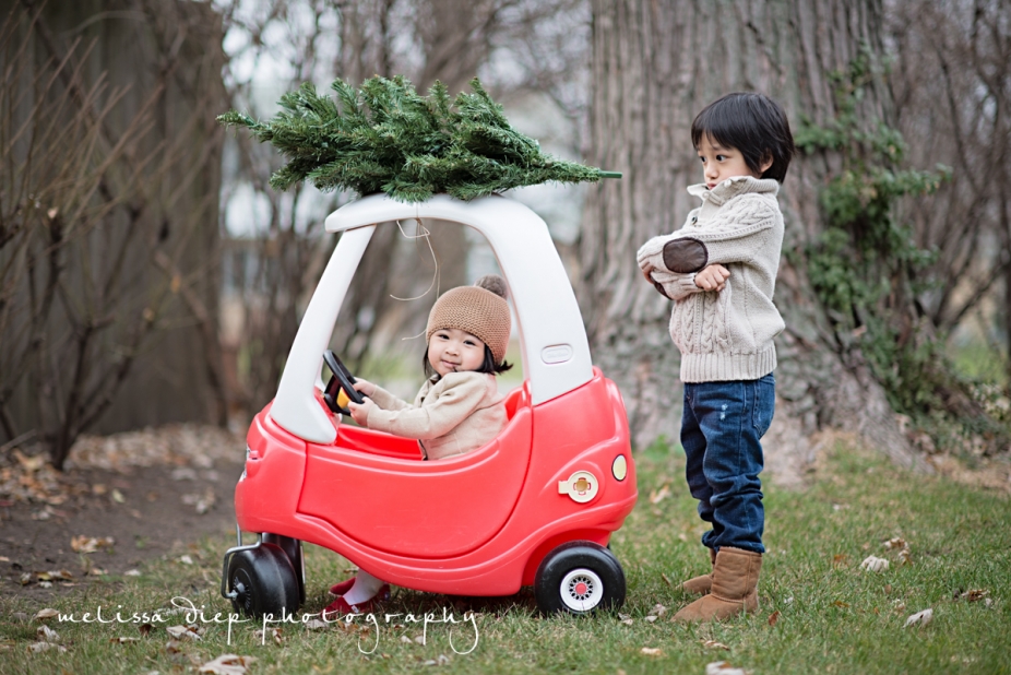 cute funny unique toddler baby holiday christmas photos little tikes car