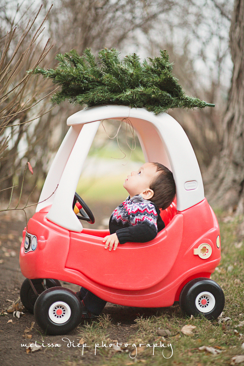 cute funny unique toddler baby holiday christmas photos little tikes car