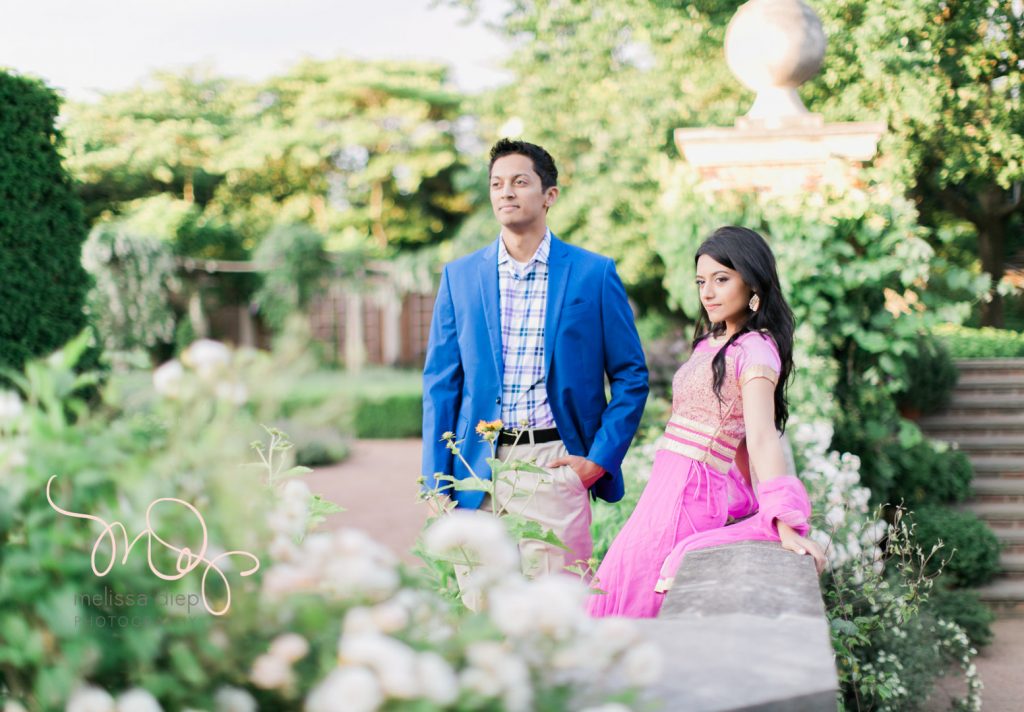romantic fun indian engagement pictures at chicago botanic garden