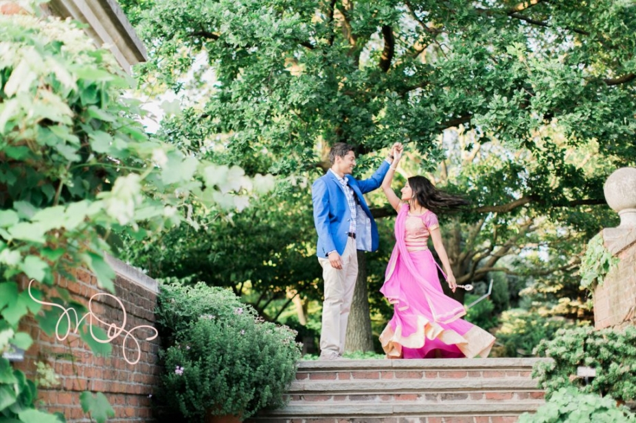 romantic fun indian engagement pictures at chicago botanic garden