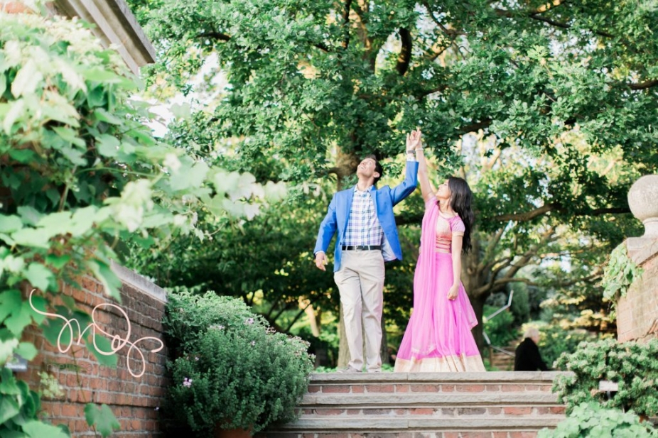 romantic fun indian engagement pictures at chicago botanic garden