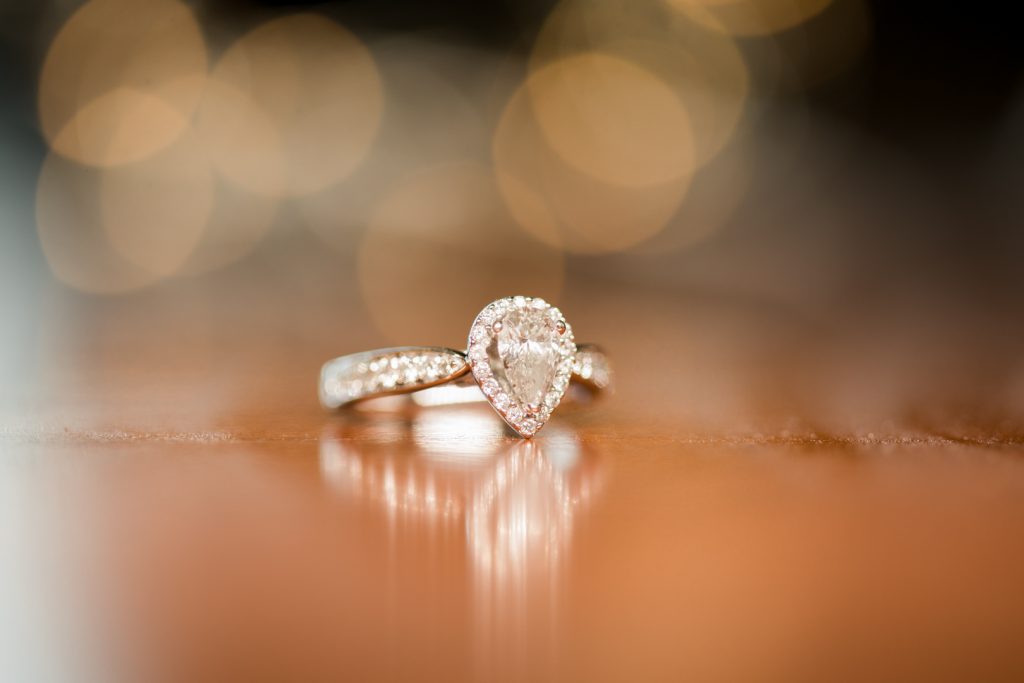pear shaped engagement ring shot